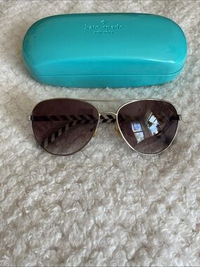 Kate Spade New York Blossom Aviator Sunglasses Gold Frames EUC